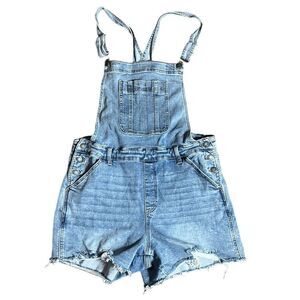 Judy blue shortalls 2x light wash whiskered stretch denim country